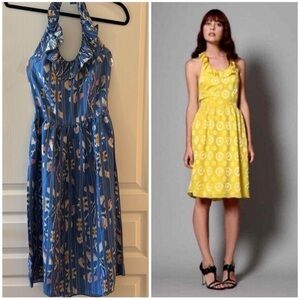 LAUREN MOFFATT Silk Halter Tie-Back Dress in Blue - 4